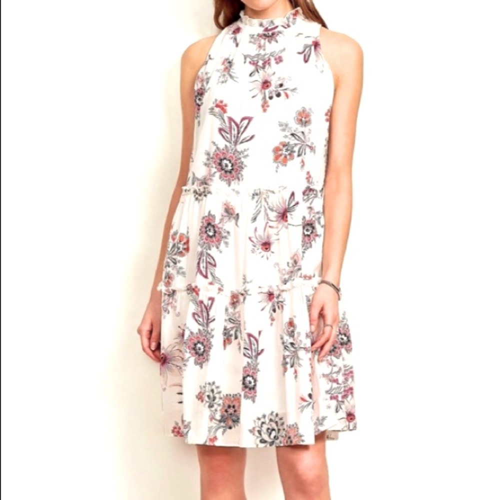 ANN TAYLOR Floral Dress, SLEEVELESS RUFFLE TIERED FLORAL SHIFT DRESS Size SP